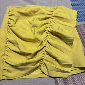 GREY LAB Vibrant Yellow Ruched Mini Skirt